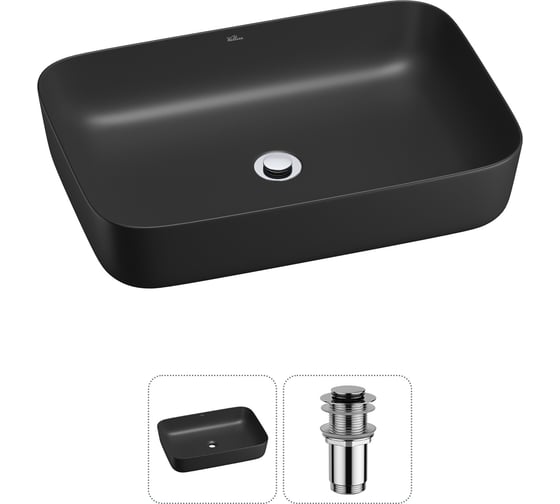 Изображение товара Набор Wellsee 2 в 1 Preen накладная раковина 50x40 см, донный клапан 20214263R