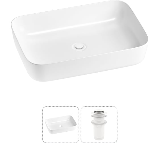 Изображение товара Набор Wellsee 2 в 1 Preen накладная раковина 60x42 см, донный клапан 20214250R