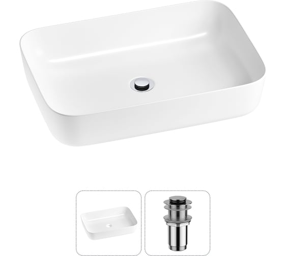 Изображение товара Набор Wellsee 2 в 1 Preen накладная раковина 50x40 см, донный клапан 20214231R