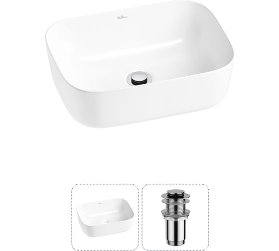 Изображение товара Набор Wellsee 2 в 1 Preen накладная раковина 40x30 см, донный клапан 20214203R