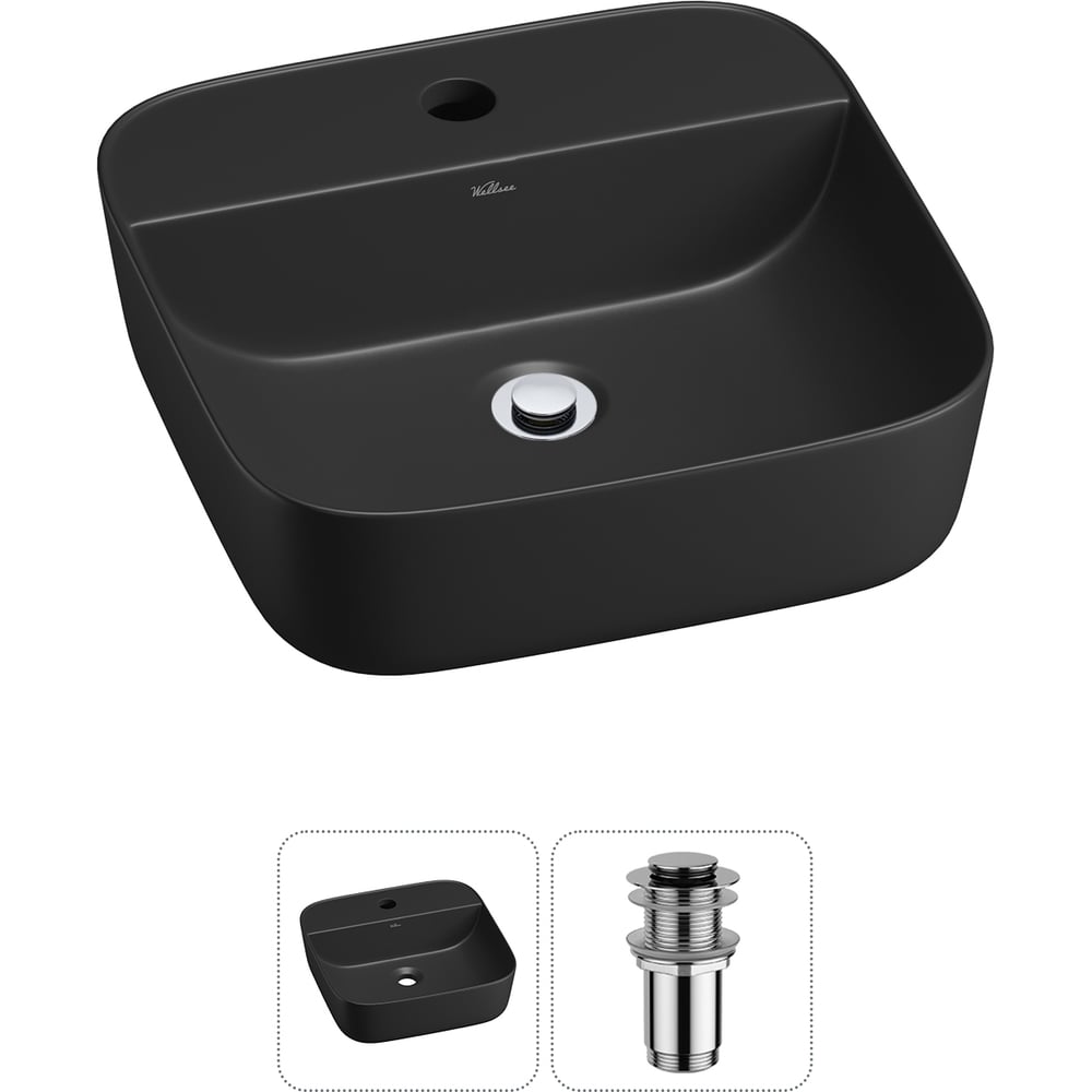 Изображение товара Набор Wellsee 2 в 1 Preen накладная раковина 40x40 см, донный клапан 20214303R