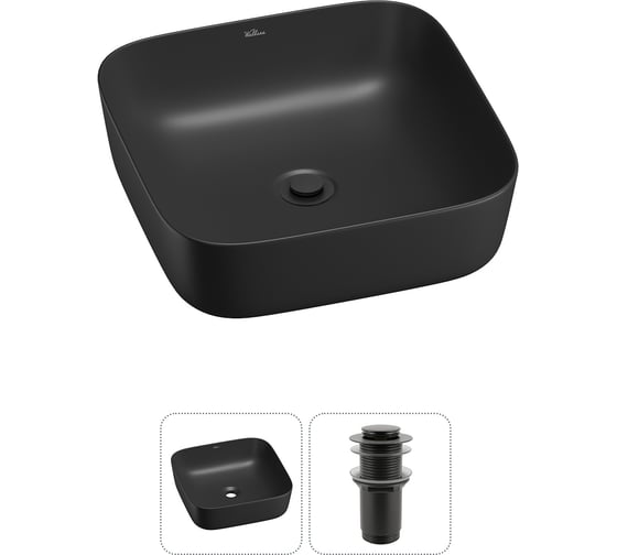 Изображение товара Набор Wellsee 2 в 1 Preen накладная раковина 39x39 см, донный клапан 20214192R