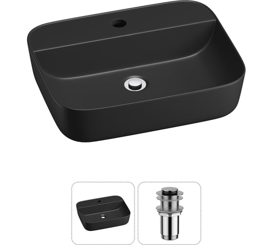 Изображение товара Набор Wellsee 2 в 1 Preen накладная раковина 50x40 см, донный клапан 20214331R