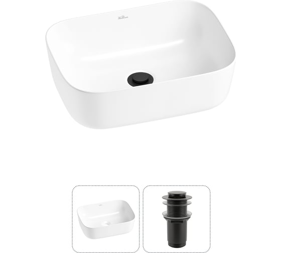Изображение товара Набор Wellsee 2 в 1 Preen накладная раковина 40x30 см, донный клапан 20214204R