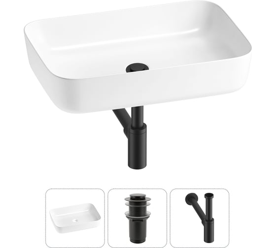 Изображение товара Набор Wellsee 3 в 1 Preen накладная раковина 50x40 см, донный клапан, сифон 20214236R
