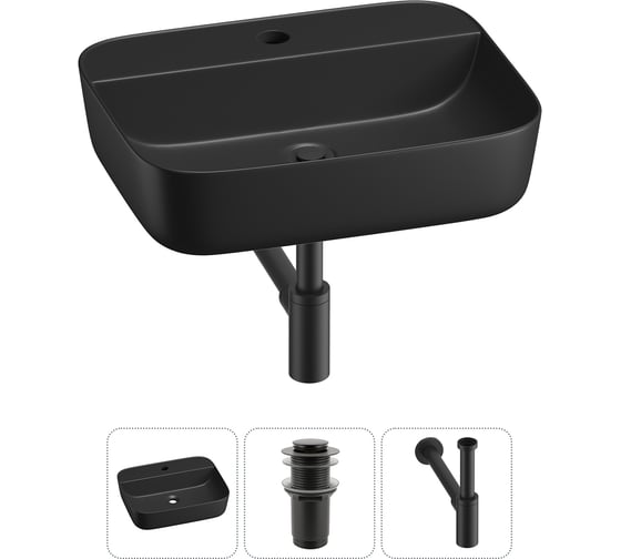 Изображение товара Набор Wellsee 3 в 1 Preen накладная раковина 50x40 см, донный клапан, сифон 20214335R