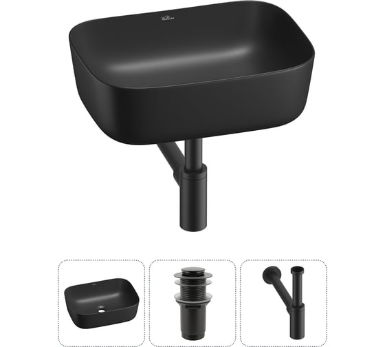 Изображение товара Набор Wellsee 3 в 1 Preen накладная раковина 40x30 см, донный клапан, сифон 20214223R