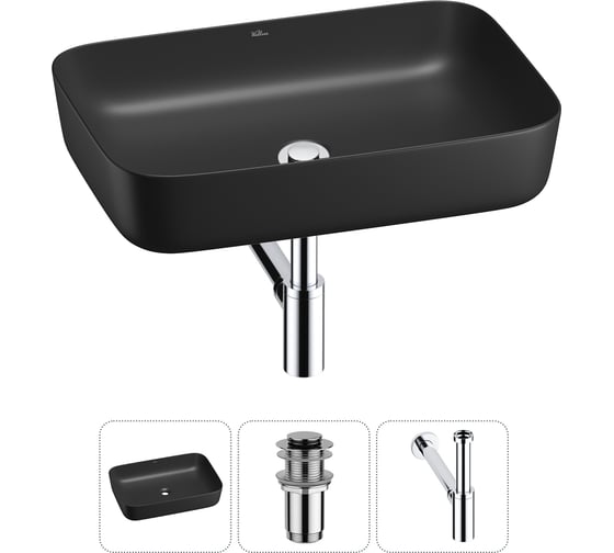 Изображение товара Набор Wellsee 3 в 1 Preen накладная раковина 50x40 см, донный клапан, сифон 20214266R