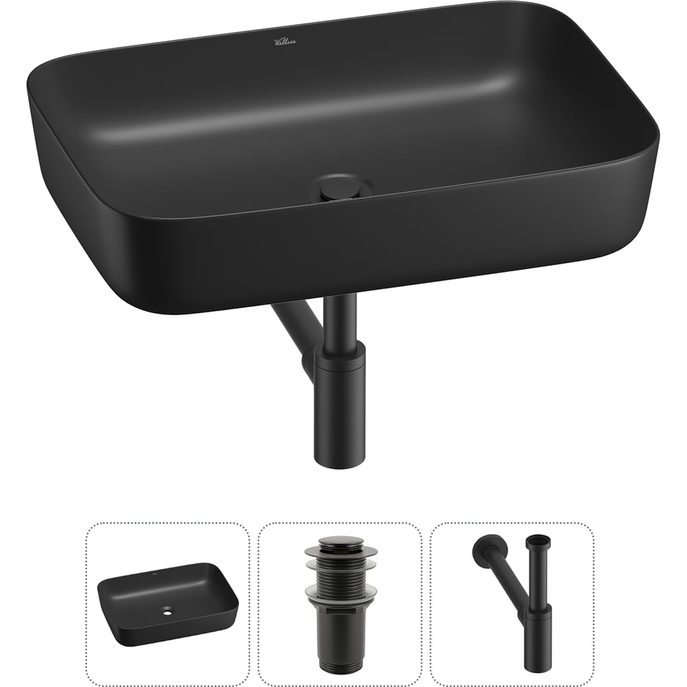 Изображение товара Набор Wellsee 3 в 1 Preen накладная раковина 50x40 см с сифоном и донным клапаном