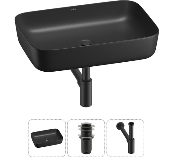Изображение товара Набор Wellsee 3 в 1 Preen накладная раковина 50x40 см, донный клапан, сифон 20214267R