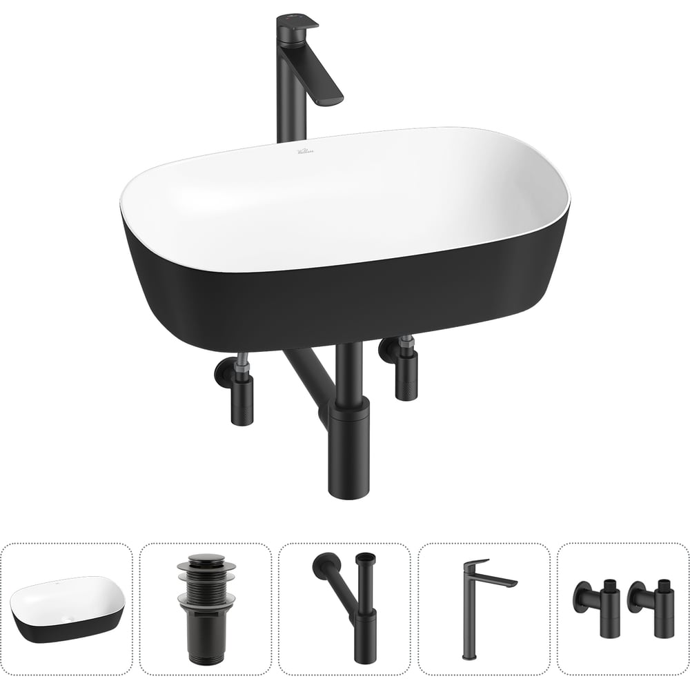 Изображение товара Набор Wellsee 5 в 1 Ground Breaking накладная раковина 61x39 см с комплектом