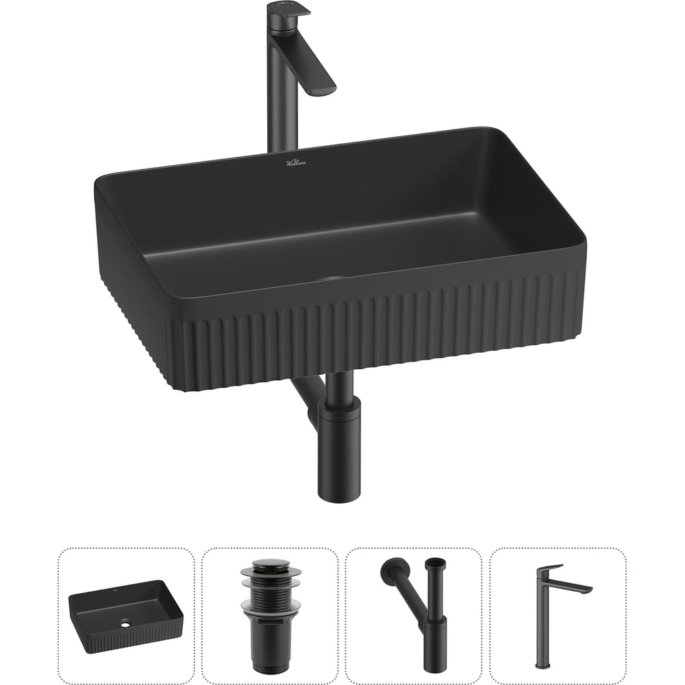 Изображение товара Набор для раковины Wellsee Festive Fox 2.0 накладная с сифоном и смесителем