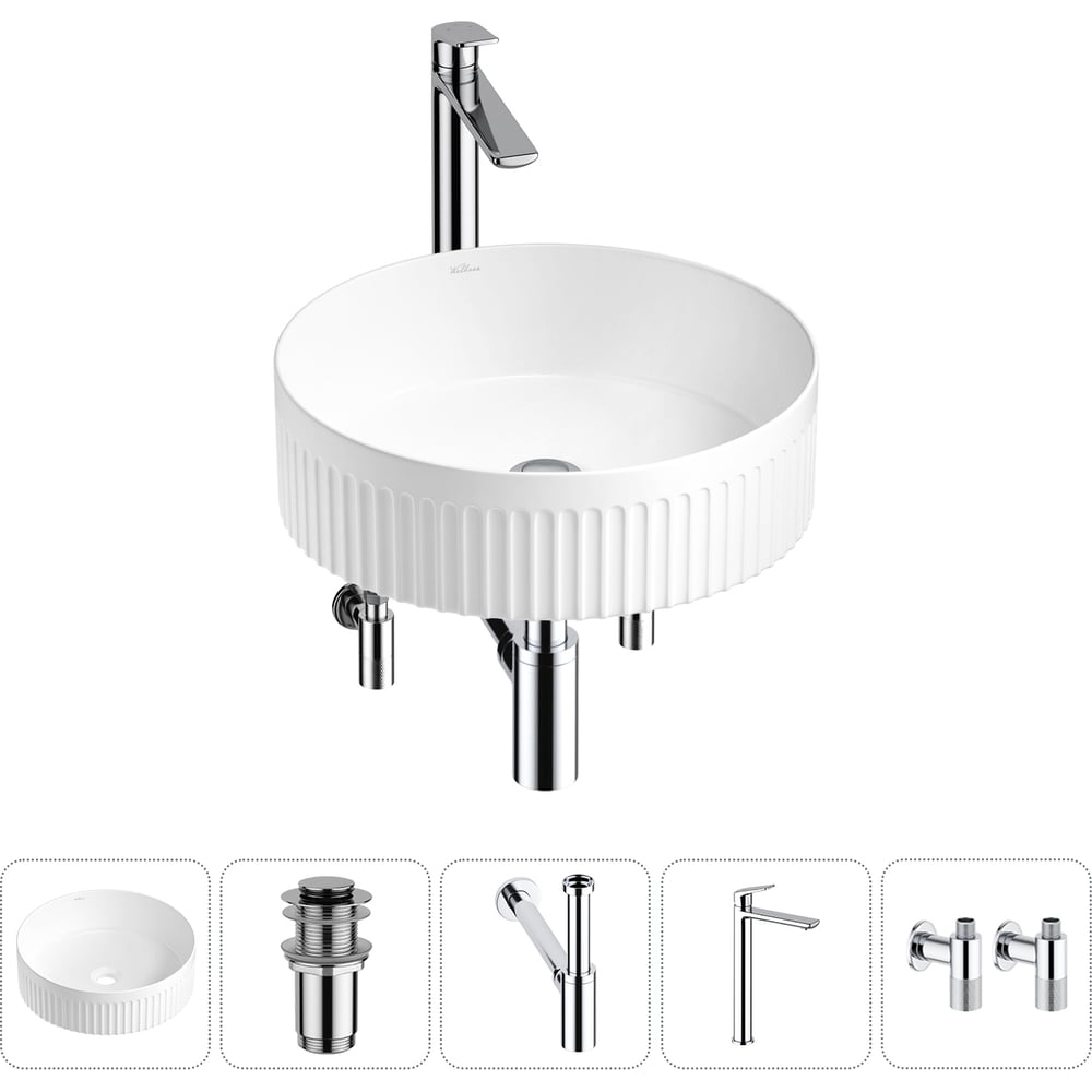 Изображение товара Набор накладной умывальник Wellsee Festive Fox 2.0 40x40 см белый