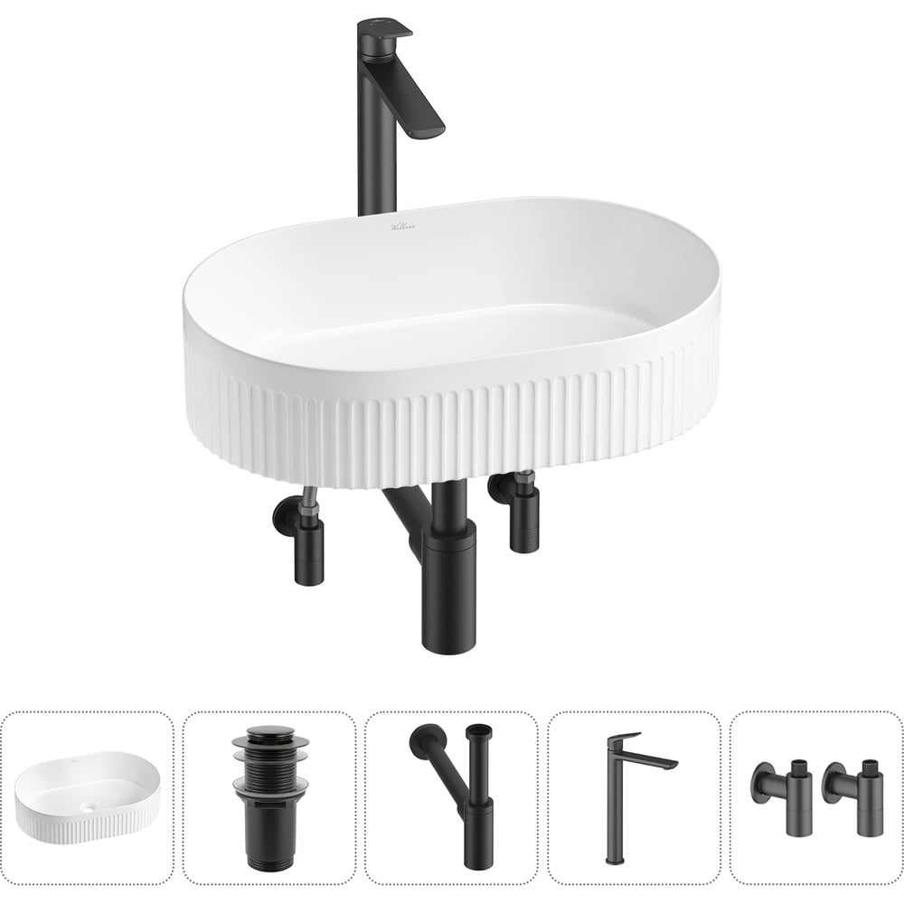 Изображение товара Набор для ванной комнаты Wellsee 5 в 1 Festive Fox 2.0 накладная раковина 50x32 см