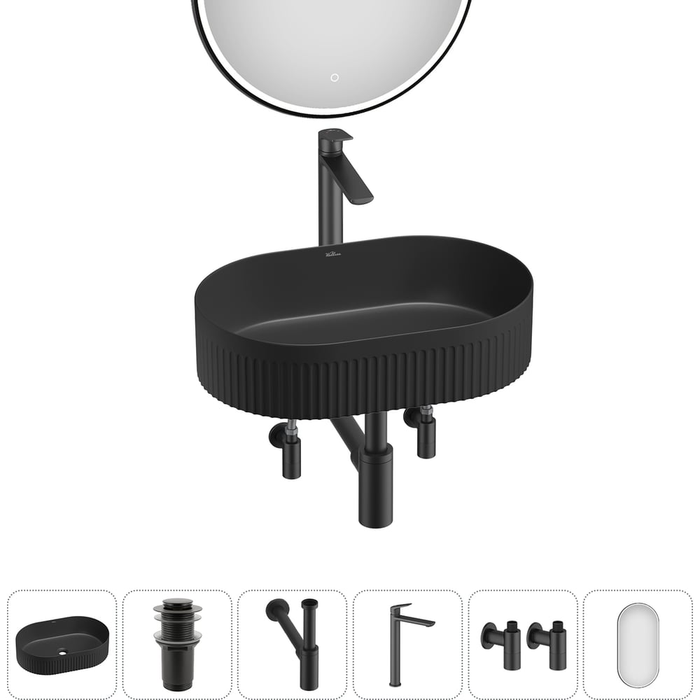 Изображение товара Набор Wellsee 6 в 1 Festive Fox 2.0 накладная раковина матовый черный комплект