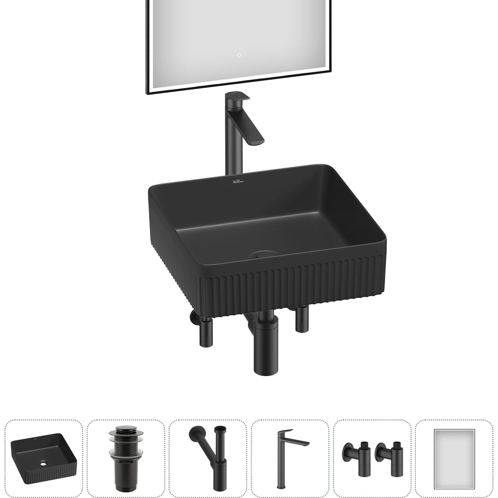 Изображение товара Набор для ванной комнаты Wellsee 6 в 1 Festive Fox 2.0 накладная раковина 36x36 см