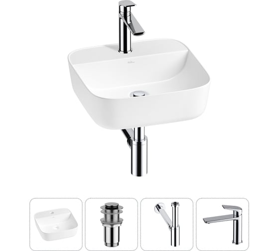 Изображение товара Набор Wellsee 4 в 1 Preen накладная раковина 40x40 см 20214295R