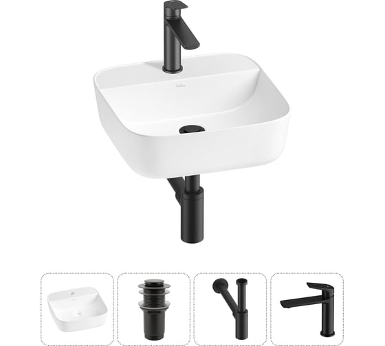 Изображение товара Набор Wellsee 4 в 1 Preen накладная раковина 40x40 см 20214296R