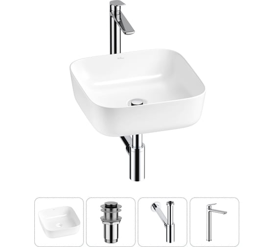 Изображение товара Набор Wellsee 4 в 1 Preen накладная раковина 39x39 см 20214183R