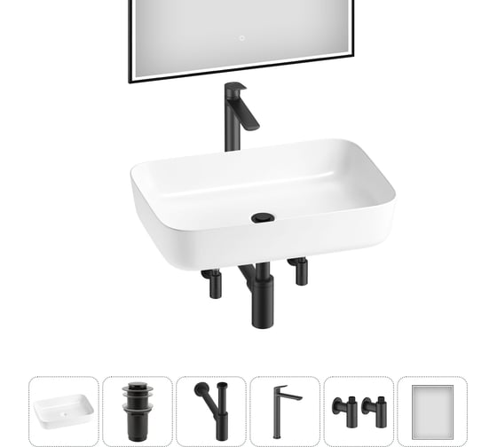 Изображение товара Набор Wellsee 6 в 1 Preen накладная раковина 50x40 см 20218292R