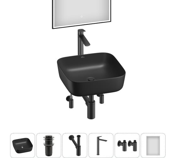 Изображение товара Набор Wellsee 6 в 1 Preen накладная раковина 39x39 см 20218272R