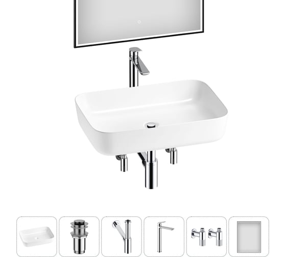 Изображение товара Набор Wellsee 6 в 1 Preen накладная раковина 50x40 см 20218291R