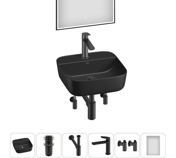 Изображение товара Набор Wellsee 6 в 1 Preen накладная раковина 40x40 см 20218328R