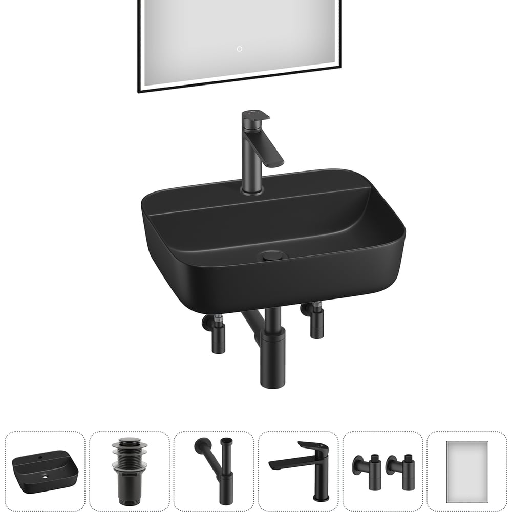 Изображение товара Набор Wellsee Preen 6 в 1 накладная раковина 50x40 см