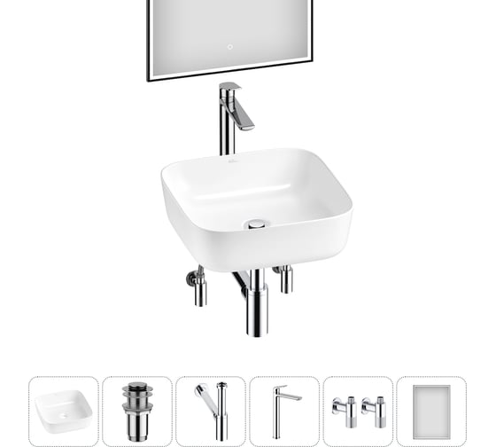 Изображение товара Набор Wellsee 6 в 1 Preen накладная раковина 39x39 см 20218263R