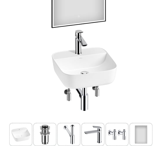 Изображение товара Набор Wellsee 6 в 1 Preen накладная раковина 40x40 см 20218319R