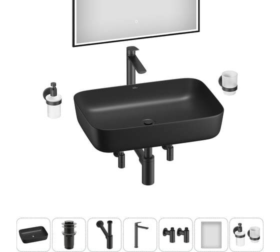 Изображение товара Набор Wellsee 7 в 1 Preen накладная раковина 50x40 см 20218303R