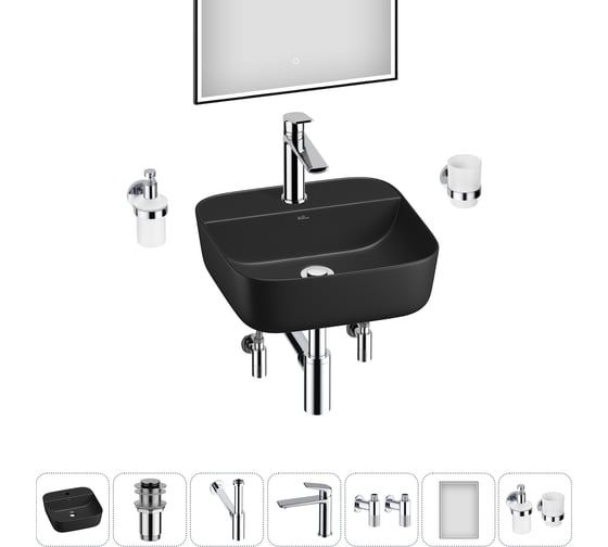 Изображение товара Набор Wellsee 7 в 1 Preen накладная раковина 40x40 см 20218330R