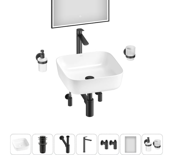 Изображение товара Набор Wellsee 7 в 1 Preen накладная раковина 39x39 см 20218268R