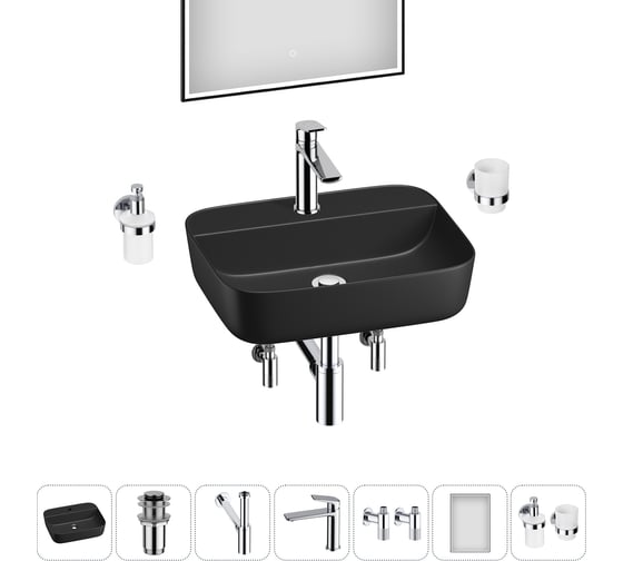 Изображение товара Набор Wellsee 7 в 1 Preen накладная раковина 50x40 см 20218344R