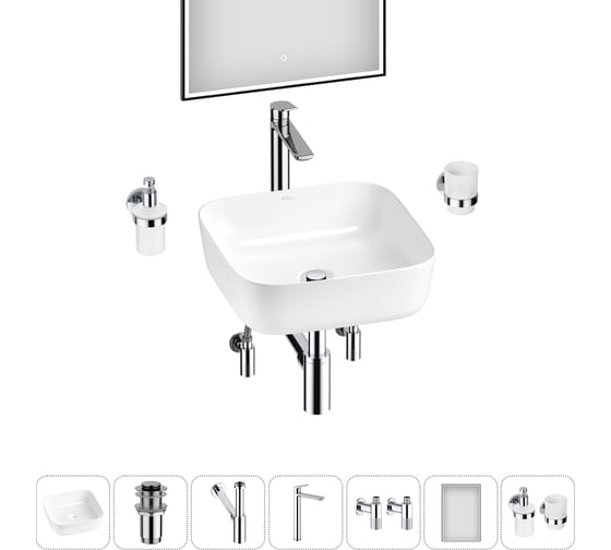 Изображение товара Набор Wellsee 7 в 1 Preen накладная раковина 39x39 см 20218267R