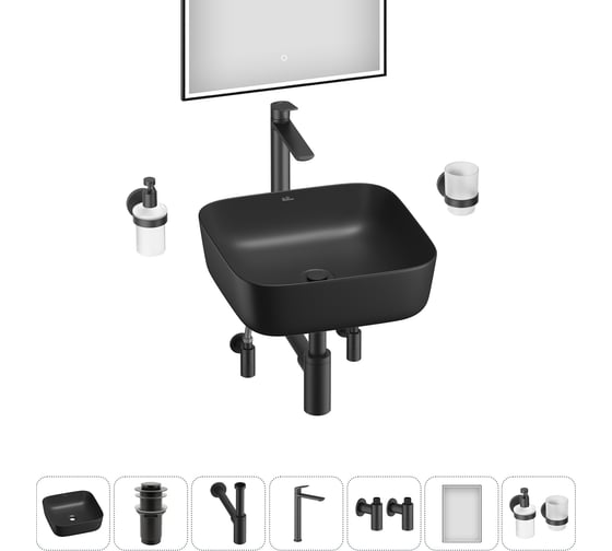 Изображение товара Набор Wellsee 7 в 1 Preen накладная раковина 39x39 см 20218275R