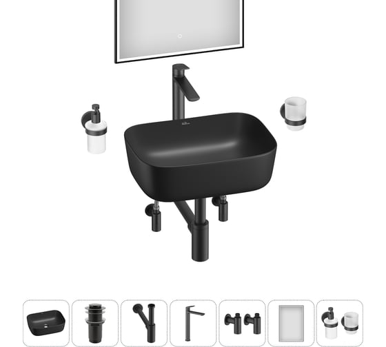 Изображение товара Набор Wellsee 7 в 1 Preen накладная раковина 40x30 см 20218289R