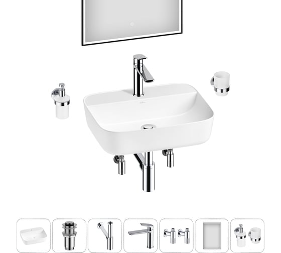 Изображение товара Набор Wellsee 7 в 1 Preen накладная раковина 50x40 см 20218337R