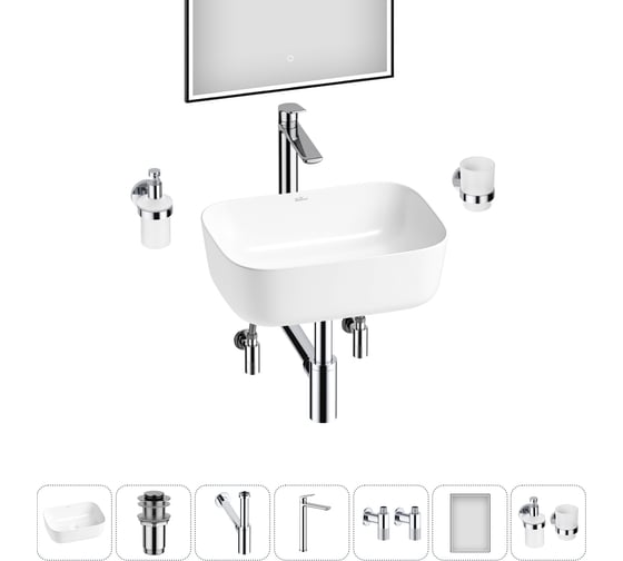 Изображение товара Набор Wellsee 7 в 1 Preen накладная раковина 40x30 см 20218281R