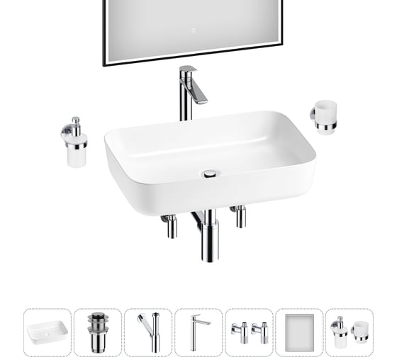 Изображение товара Набор Wellsee 7 в 1 Preen накладная раковина 50x40 см 20218295R