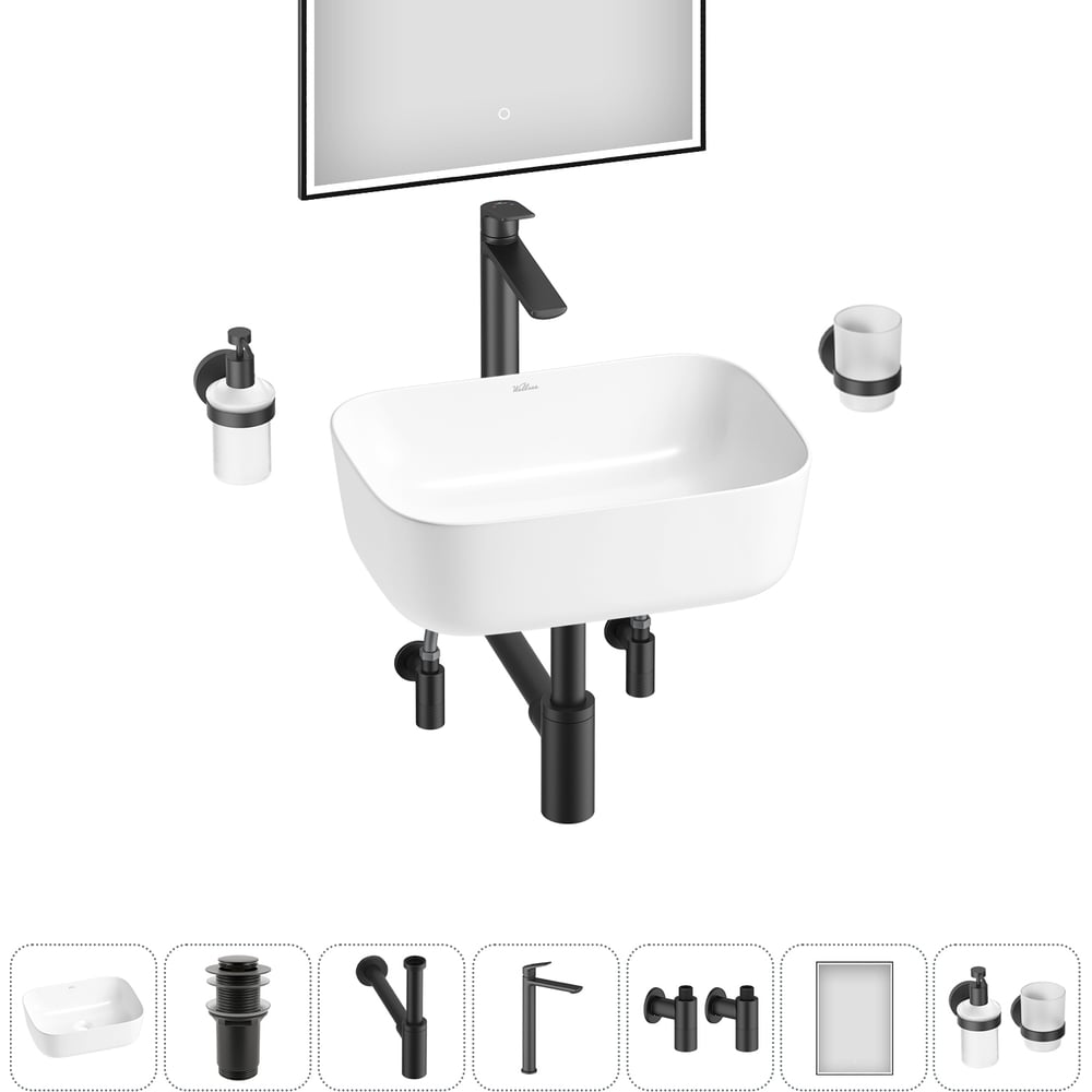 Изображение товара Набор Wellsee 7 в 1 Preen накладная раковина 40x30 см