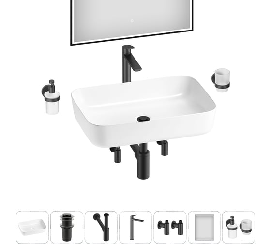 Изображение товара Набор Wellsee 7 в 1 Preen накладная раковина 50x40 см 20218296R