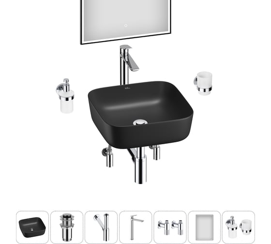 Изображение товара Набор Wellsee 7 в 1 Preen накладная раковина 39x39 см 20218274R