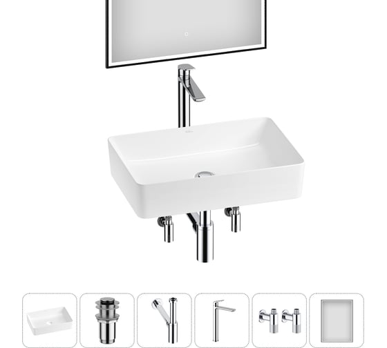 Изображение товара Набор Wellsee 6 в 1 FreeDom 2.0 накладная раковина 50x34 см 20217883R