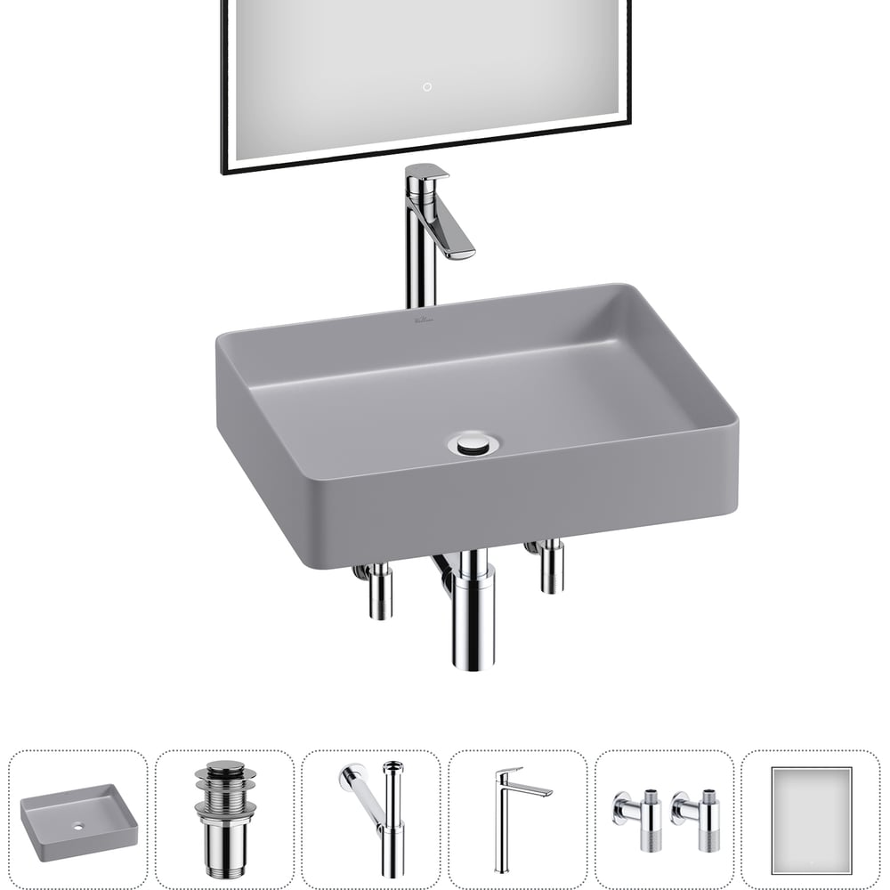 Изображение товара Набор для ванной комнаты Wellsee 6 в 1 FreeDom 2.0 накладная раковина и смеситель