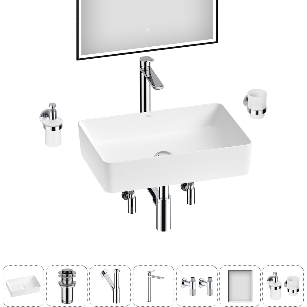 Изображение товара Набор Wellsee 7 в 1 FreeDom 2.0 накладная раковина 50x34 см 20217895R