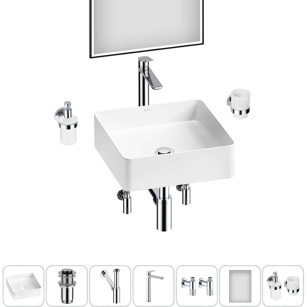 Изображение товара Набор Wellsee 7 в 1 FreeDom 2.0 накладная раковина 30x30 см