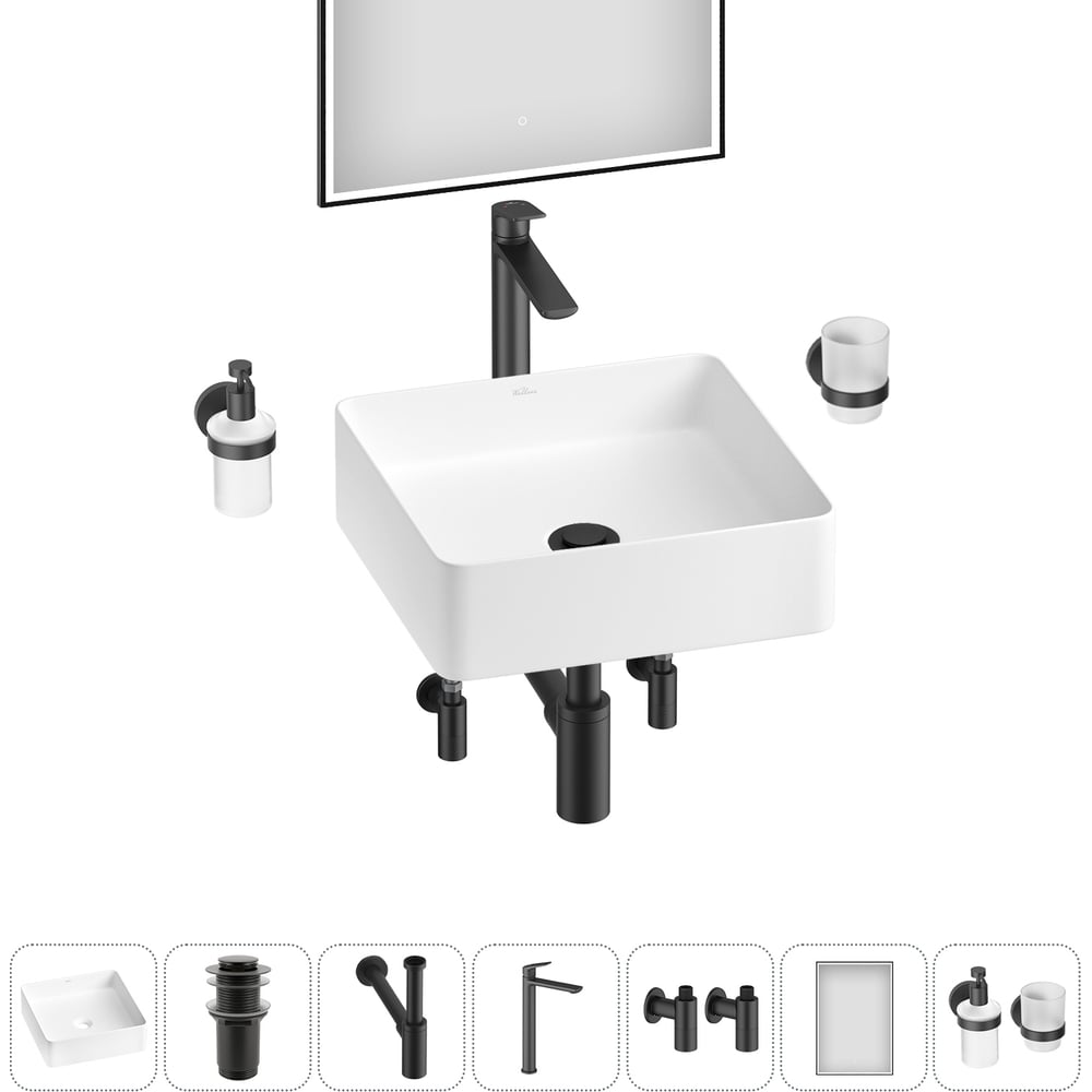 Изображение товара Набор Wellsee 7 в 1 FreeDom 2.0 накладная раковина 30x30 см комплект