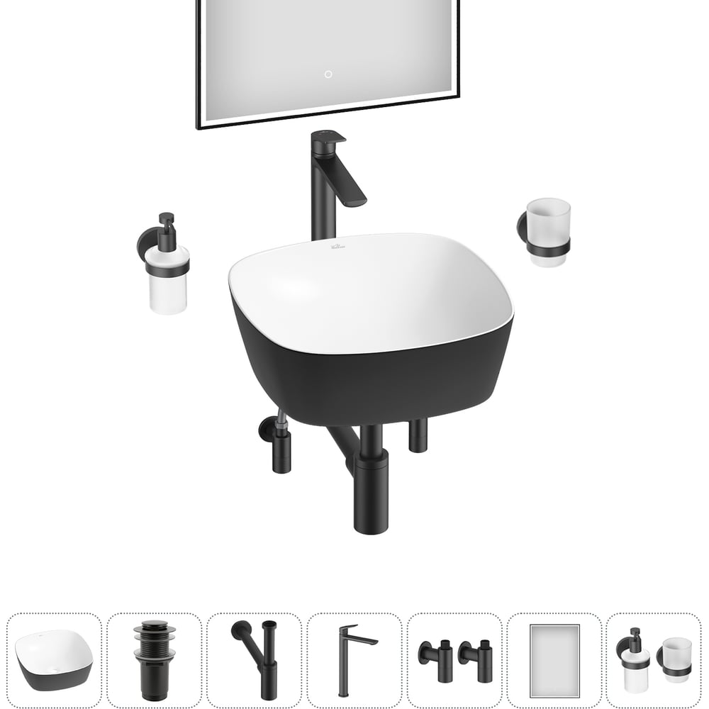 Изображение товара Набор для ванны Wellsee 7 в 1 Ground Breaking накладная раковина 40x40 см