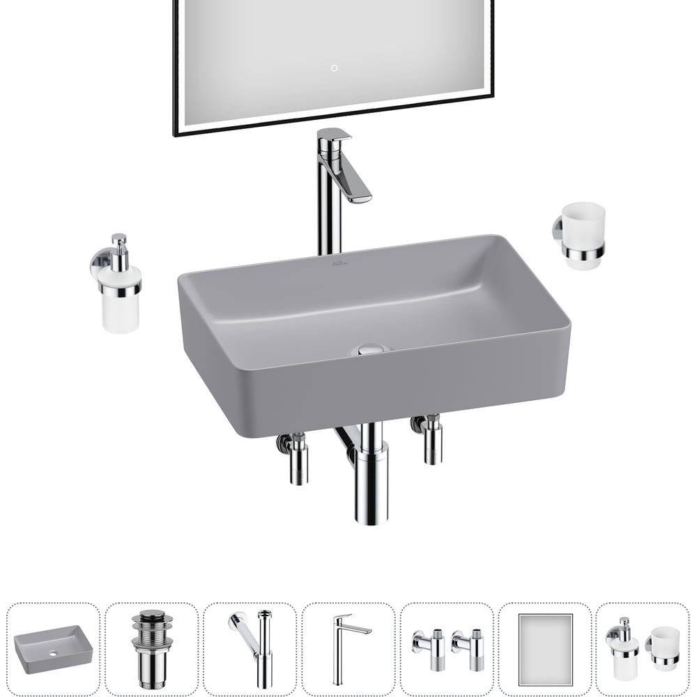 Изображение товара Набор Wellsee 7 в 1 FreeDom 2.0 накладная раковина 50x34 см 20217906R